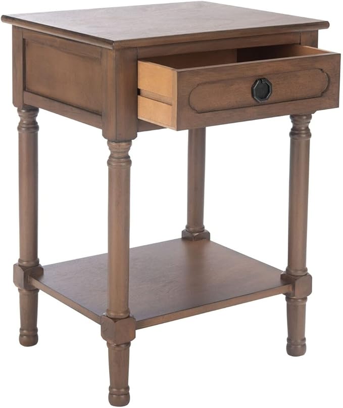SAFAVIEH Home Collection Allura Distressed White 1-Drawer Bottom Shelf Accent Table ACC5718A, 19" W x 15.8" L x 26" H