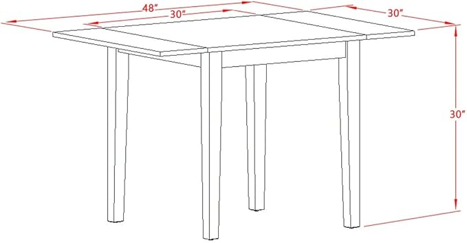 East West Furniture NDBO5-OAK-W 5 Piece Kitchen Table Set for 4 Includes a Rectangle Dining Room Table with Dropleaf and 4 Solid Wood Seat Chairs, 30x48 Inch, Oak