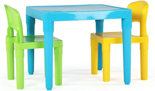 Humble Crew Kids Table and 2 Chair Set, Aqua Table with Chairs - Sturdy Toddler Activity Table for Playtime, Arts, Crafts, Reading, and More - 5-Piece Children’s Furniture for Daycare Playroom