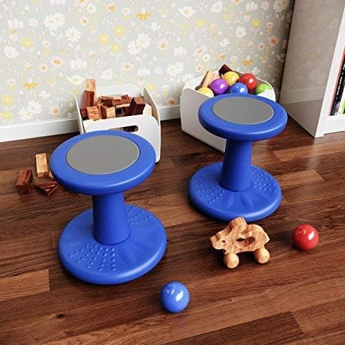 ActiveChairs Kids Wobble Stool, Flexible Seating for Preschool & Elementary Classrooms, Improves Focus, Posture & ADHD/ADD, 14" Active Desk Chairs, Ages 3-7, Blue