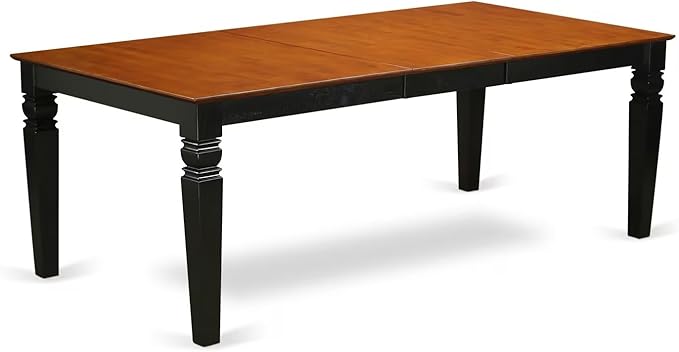 East West Furniture LGAN7-BCH-C 7 Piece Dining Table Set Consist of a Rectangle Wooden Table with Butterfly Leaf and 6 Linen Fabric Dining Room Chairs, 42x84 Inch, Black & Cherry