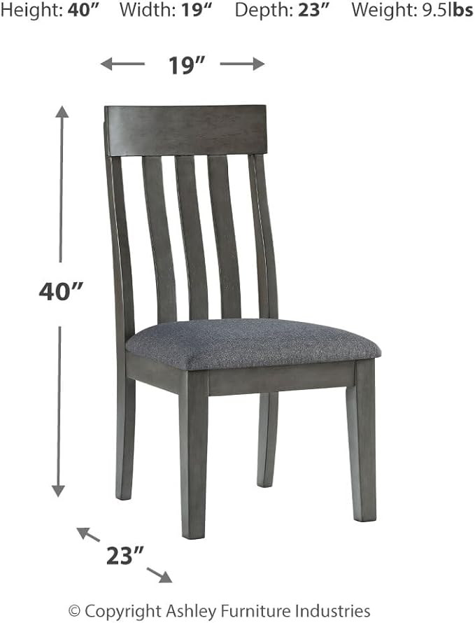 Signature Design by Ashley Hallanden Modern Slat Back 18.63" Dining Room Chair, Set of 2, Gray