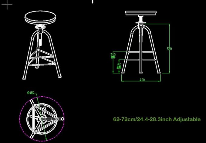 Modern Bar Stools Industrial Set of 2 Bar Stool Stool Farmhouse Kitchen Dining Chairs Swivel Wooden Top Rustic Shop Stools 24.4-28.3inch Height Adjustable