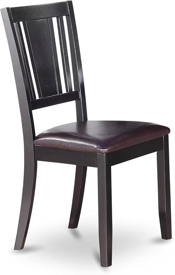 East West Furniture DLDU5-BLK-LC 5 Piece Modern Dining Table Set Includes a Round Wooden Table with Dropleaf and 4 Faux Leather Kitchen Dining Chairs, 42x42 Inch, Black