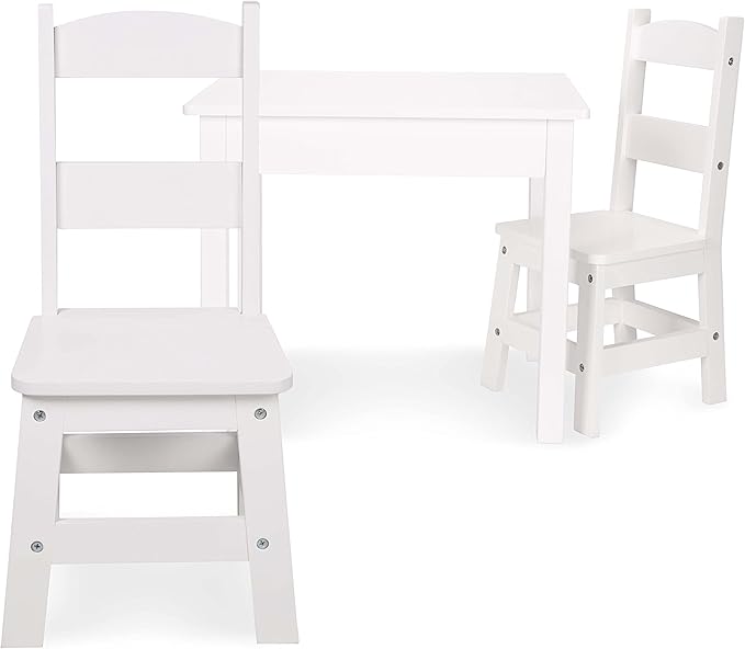 Melissa & Doug Wooden Kids Table & Chairs Set, Montessori, Homeschool Classroom Must Haves, Bedroom Furniture for Boys & Girls 3+