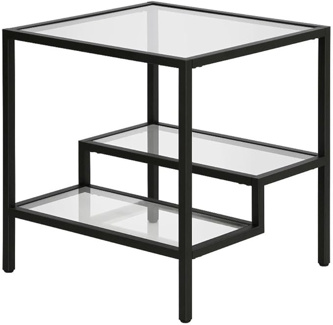 Henn&Hart 20" Wide Square Side Table in Blackened Bronze, Table for Living Room, Bedroom