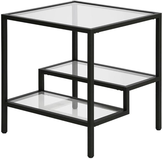 Henn&Hart 20" Wide Square Side Table in Blackened Bronze, Table for Living Room, Bedroom