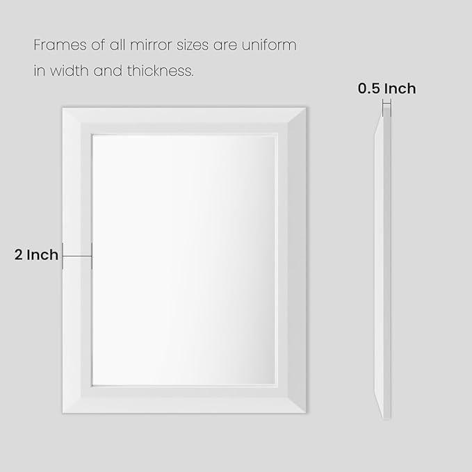 Amorho Bathroom Mirror, 24 X32 Inch White Thick Metal Framed Wall Mirrors for Over Sink, Bedroom, Living Room, Entryway, Rectangle Wall-Mounted Mirrors(Horizontal/Vertical).