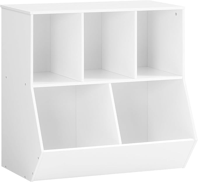 HOOBRO Kids Bookshelf, Bookcase Footboard, 31.5" L Toy Storage Cubby, Children's Toy Shelf, Toy Storage Cabinet, Fit for Children's Room, Playroom, Hallway, Kindergarten, White WT328CW01