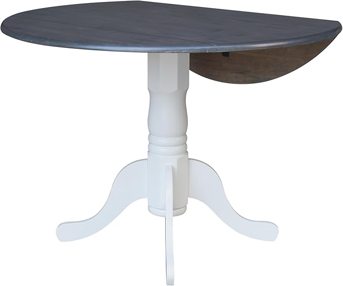 International Concepts Inch Dual 42 Drop Leaf Dining Table, White/Heather Gray