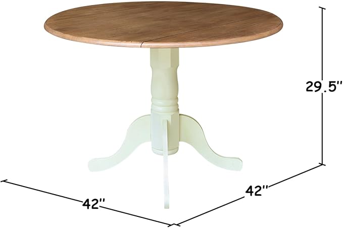 IC International Concepts 42" Round Dual Drop Leaf Pedestal Dining Table