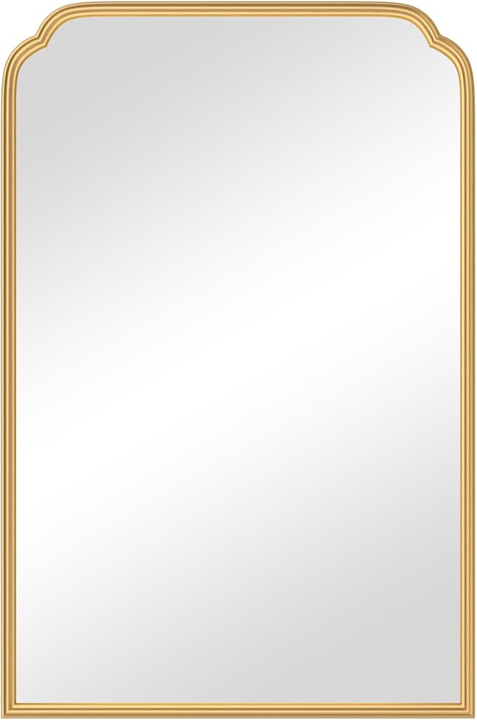24X36 Inch Gold Mirror for Bathroom, Modern Rounded Corner Rectangle Mirror with Non-Rusting Iron Metal Framed Bathroom Vanity Mirror for Over Sink Wall Decor(Tempered Glass)
