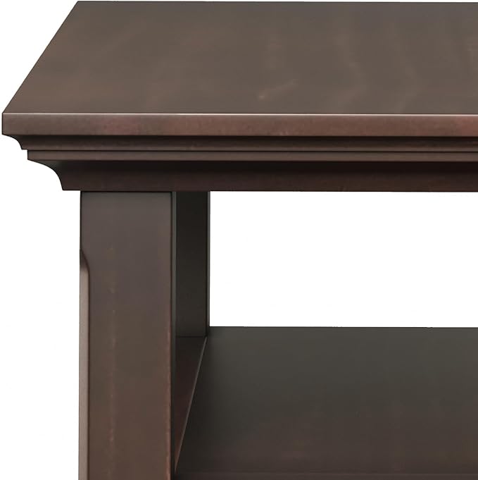 SIMPLIHOME Acadian 19-inch Wide Solid Wood End Table with Drawer and Open Shelf in Brunette Brown for Living Room, Bedroom, or Entryway