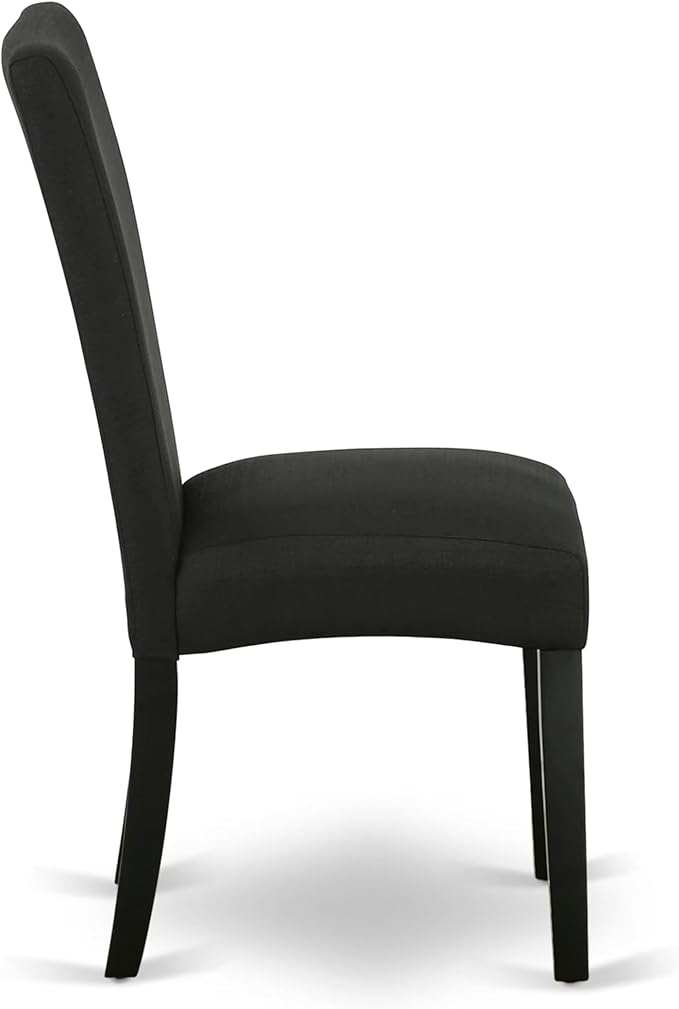 East West Furniture V676DR124-5 5 Piece Dinette Set for 4 Includes a Rectangle Dining Table with V-Legs and 4 Black Color Linen Fabric Parson Dining Room Chairs, 36x60 Inch, Multi-Color