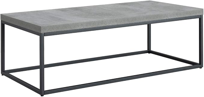 CENSI 47-Inch Grey Marble Accent Coffee Table/Center Table for Living Room, Rectangle Modern Industrial Style,Wood and Metal, Max.Loading 220 lbs. (Faux Concrete)