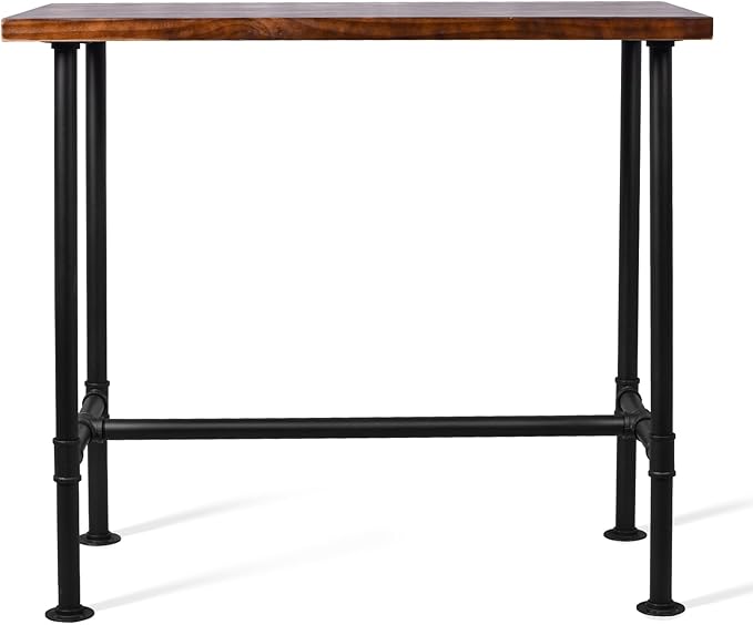 Diwhy DIY Industrial Design Pipe Dining Table Casual Pub BAR Laptop Table Modern Studio Wood and Metal Rectangular Dining Table homeoffice Desk Breakfast high bar Table Brown Desktop 47.3" × 23.6"