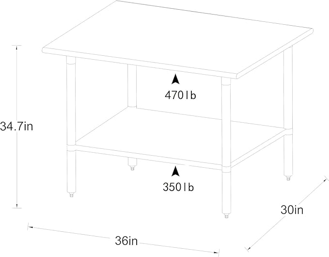 ROCKPOINT Stainless Steel Table for Prep & Work 30x36 Inches, NSF Metal Commercial Kitchen Heavy Duty Table with Adjustable Under Shelf and Table Foot for Restaurant, Home and Hotel