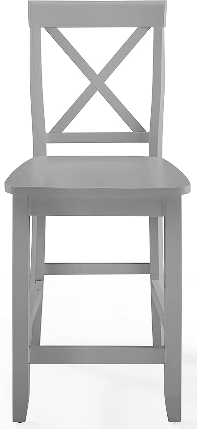 Crosley Furniture X-Back Wood Counter Height Bar Stools Set of 2, Gray, 24-inch
