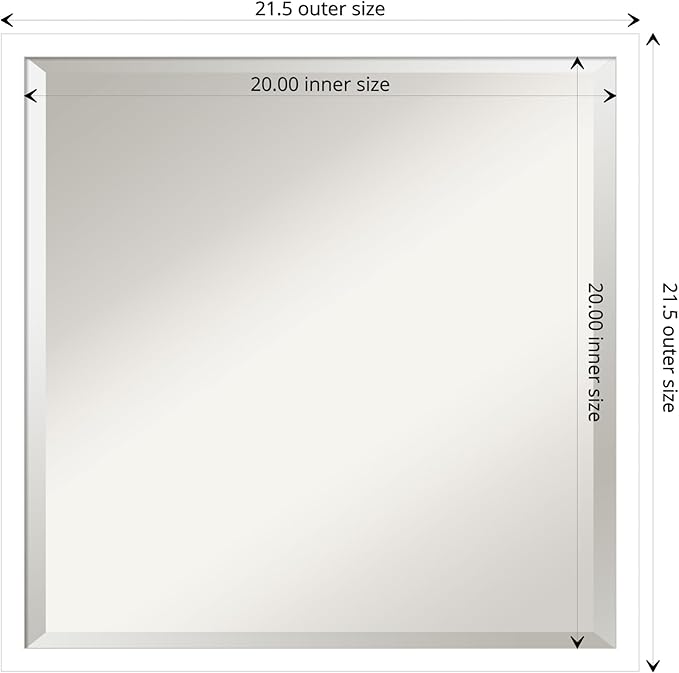 Amanti Art White Bathroom Mirror for Over Sink, 22x22 Svelte White Square Vanity Mirror, Medium Modern Contemporary Wood Frame, Hangs Horizonally and Vertically, Bathroom Wall Decor, Beveled Edge