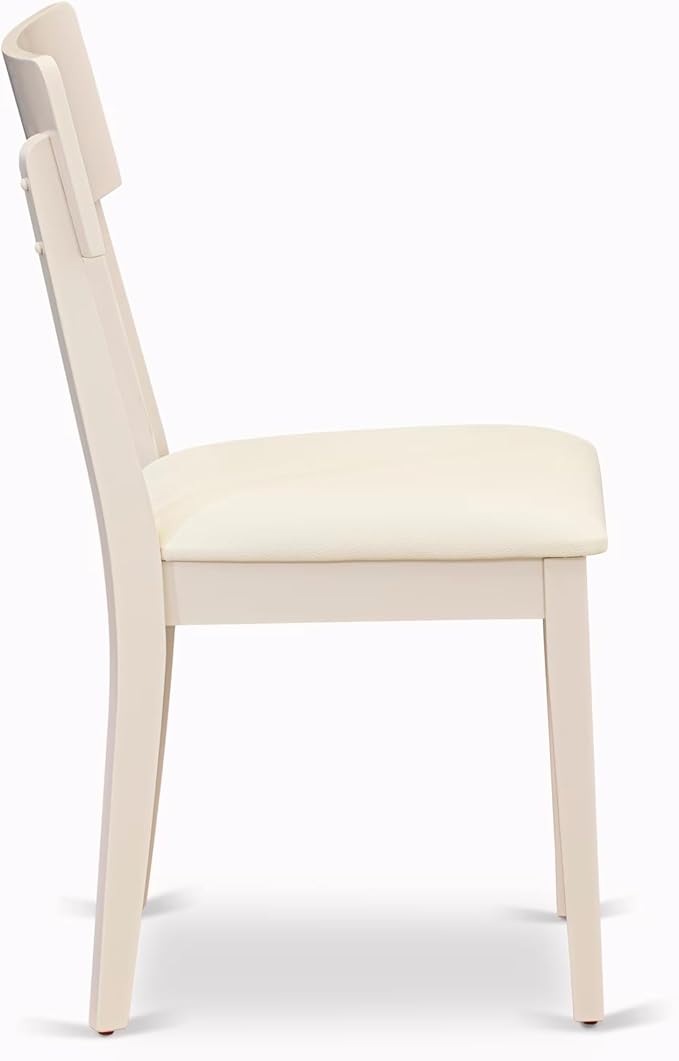 East West Furniture CAAD6-LWH-LC 6 Piece Dining Table Set Contains a Rectangle Dining Room Table and 4 Faux Leather Upholstered Chairs with a Bench, 36x60 Inch, Linen White