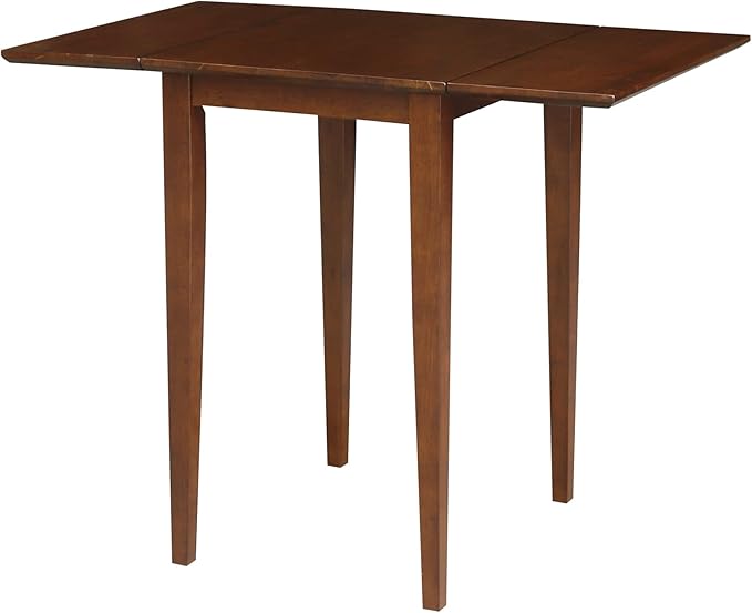 IC International Concepts, Small Drop Leaf Dining Table with Dual 9" Drop Leaf, Solid Real Wood, Sturdy Parawood, Dimensions 36"W x 22"D x 29"H, Espresso