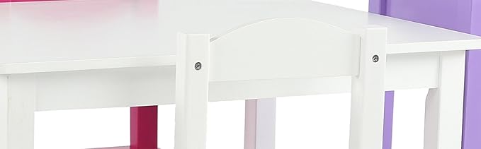 Humble Crew Kids Wooden Table and 4 Chairs Set, White/Purple/Pink - Kids Table and Chair Set for Toddlers and Children for Arts, Crafts, and Snack Time - Sturdy, Durable Toddler Activity Table