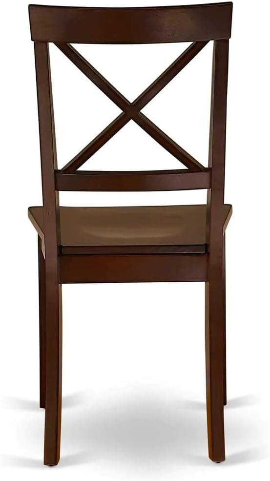 East West Furniture HBBO5-MAH-W 5 Piece Dining Set Includes a Round Dining Table with Pedestal and 4 Kitchen Chairs, 42x42 Inch, Mahogany