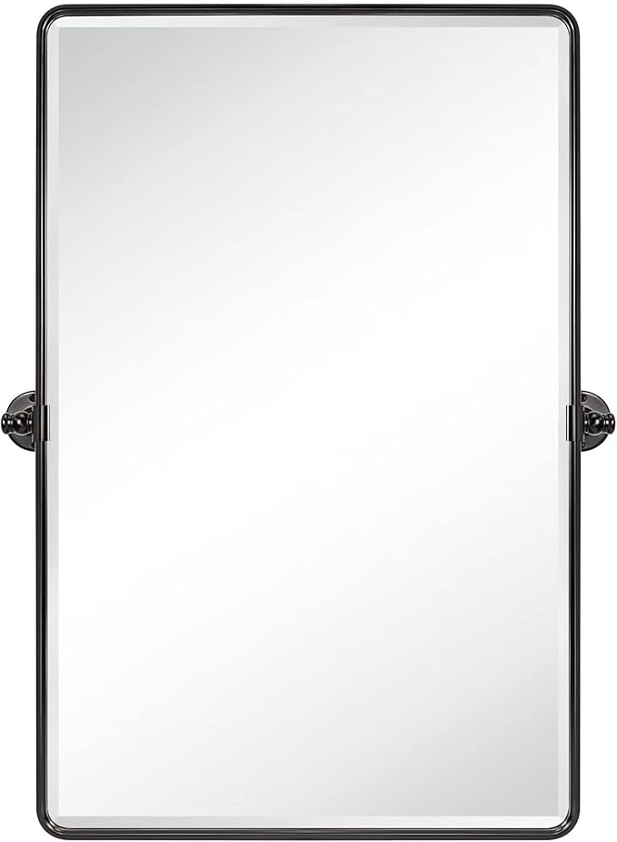 TEHOME Pivot Oil Rubbed Bronze Rectangle Bathroom Mirror Beveled Tilting Rectangular Bathroom Vanity Mirrors for Wall Vertical Wall Mounted Pivoting Mirrors, 25x35''