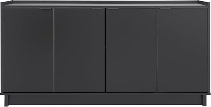 Prepac Simply Modern 4 Door Console Table Storage Cabinet, Buffet Cabinet for Storage and Organization, Modern Side Table with Doors & Shelves, 60”W x 30”H x 16”D, Black