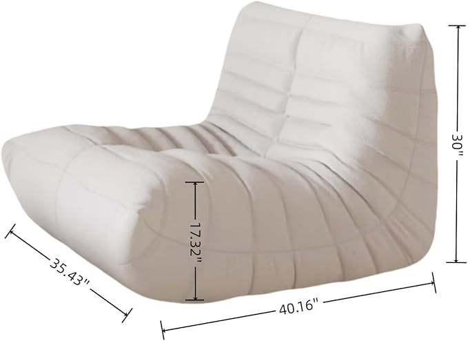 Bean Bag Chair - Memory Foam Bean Bag Chair for Adults, Comfy High-Resilience Single Sofa, Small Space Floor Chair, Chaise Lounge for Living Room, Bedroom (Beige, Wrinkles)