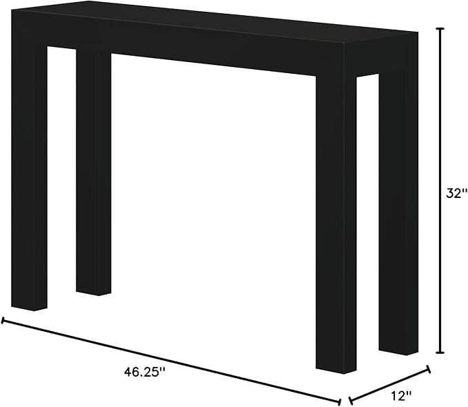 Plank+Beam Modern Solid Wood Console Table, 46.25 Inch, Sofa Table, Narrow Entryway Table for Hallway, Behind The Couch, Living Room, Foyer, Easy Assembly, Black