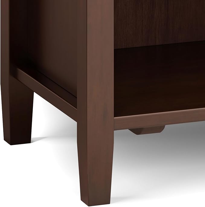 SIMPLIHOME Warm Shaker SOLID WOOD 24 Inch Wide Transitional Bedside Nightstand Table in Russet Brown, For the Living Room and Bedroom