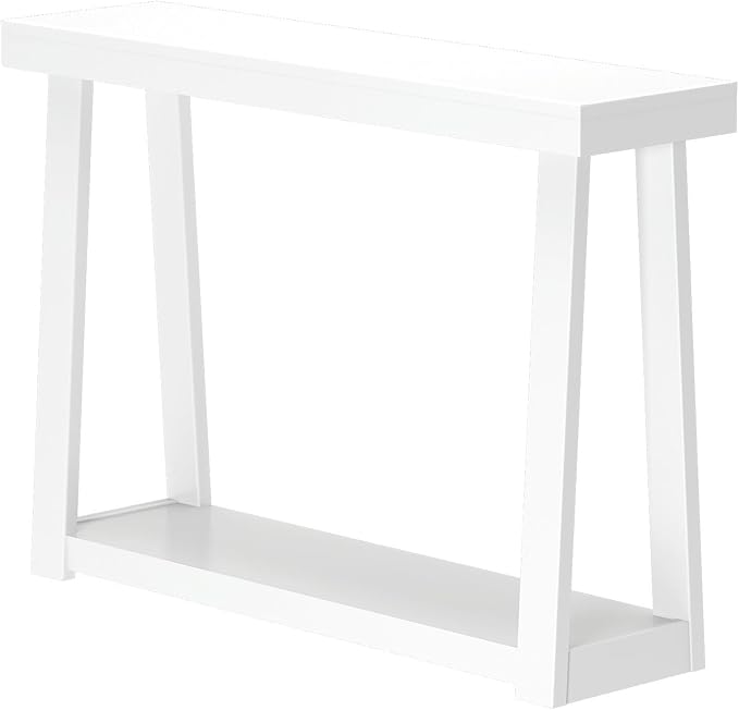 Plank+Beam Solid Wood Console Table with Storage, 46.25 Inch, Sofa Table with Shelf, Narrow Entryway Table for Hallway, Behind The Couch, Living Room, Foyer, Easy Assembly, White