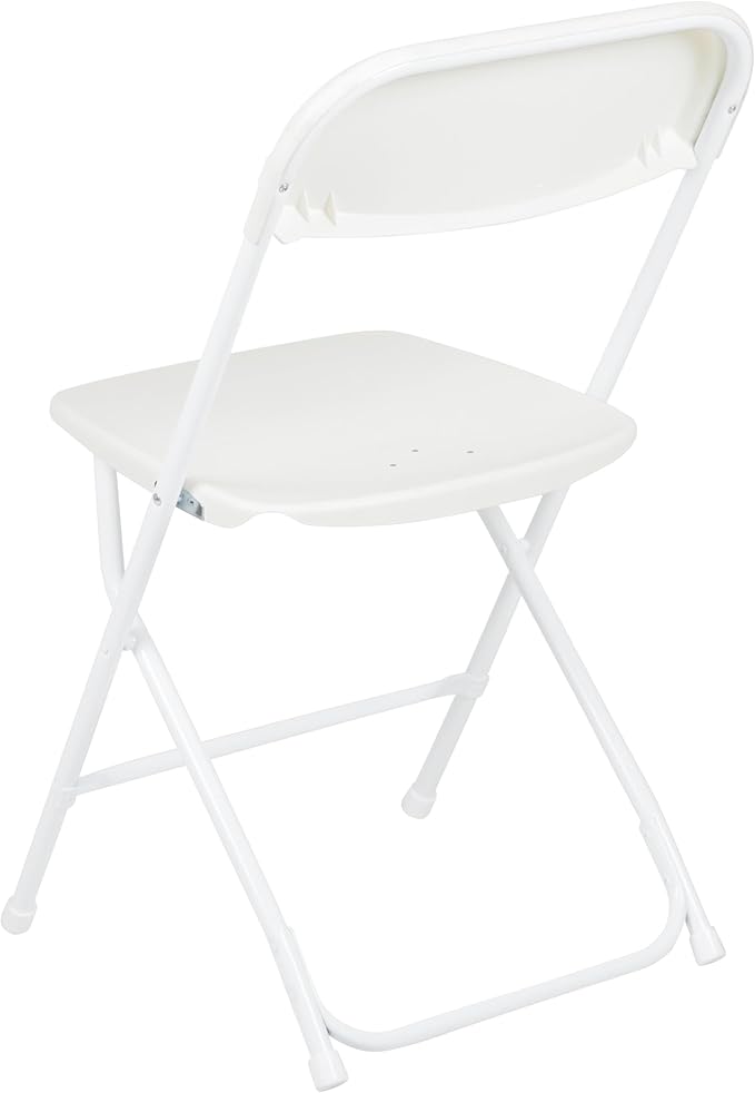 Flash Furniture Hercules Set of 10 Indoor/Outdoor Heavy-Duty Plastic Folding Chairs, Foldable Commercial Stacking Chairs with 650-lb. Static Weight Capacity, White