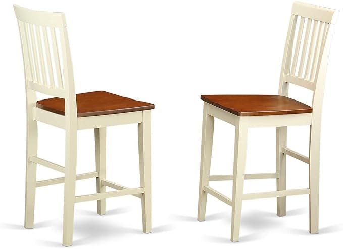 East West Furniture YAVN3-WHI-W 3 Piece Kitchen Counter Set for Small Spaces Contains a Rectangle Dining Table and 2 Dining Room Chairs, 30x48 Inch, Buttermilk & Cherry