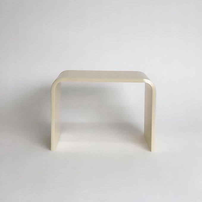 Acrylic Kids' Step Stool – Small Footstool for Bathroom, Kitchen & Bedroom, 12.5”x9.7”x9”, Holds 200lbs, Multi-Use as Toilet Stool, Shower/Water-Resistant Stool, Seating and Placing Items (Off-White)
