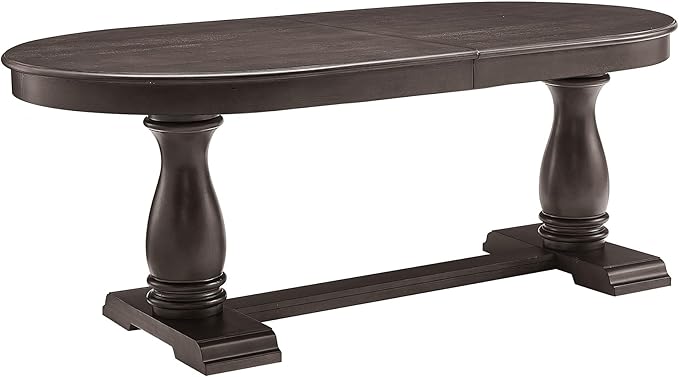 Ball & Cast Farmhouse Extendable Dining Table for 6-8, 76"-94" Long Extendable Kitchen-Table with Leaf, Mid Century Curved Wooden Expandable Table w/18 Leaves,Drop-Leaf Breakrest Table, Dark Brown