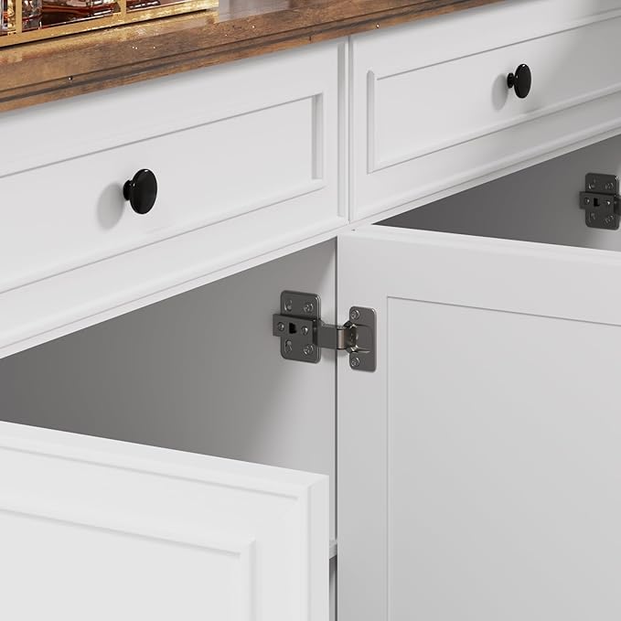 Farmhouse Buffet Cabinet with Storage, 47.6" Buffet Sideboard with 2 Drawers and 4 Doors, Wooden Kitchen Storage with Adjustable Shelves, Rustic Top Console Table for Dining Room, Kitchen or Entryway
