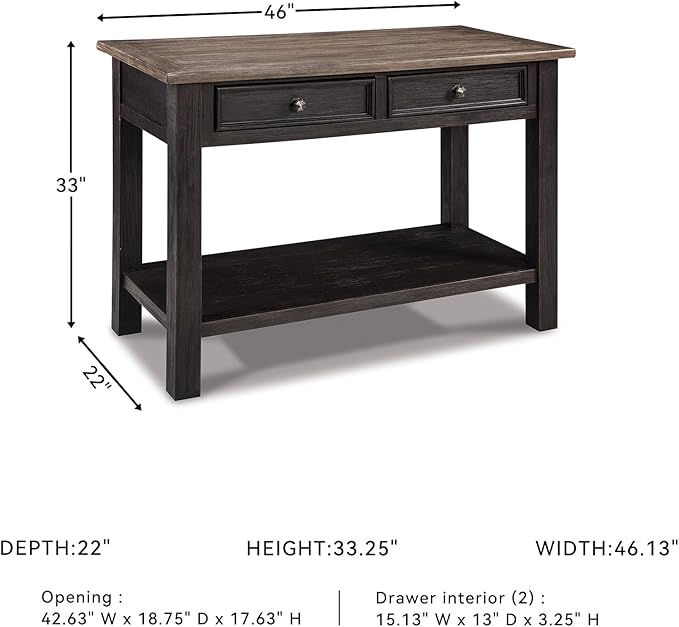 Signature Design by Ashley Tyler Creek Modern Farmhouse Sofa Table, Brown & Black