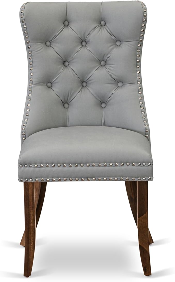 East West Furniture ANDA5-AWA-27 5 Piece Kitchen Table & Chairs Set Includes a Round Dining Table with Pedestal and 4 Polyester Fabric Upholstered Chairs, 36x36 Inch, Antique Walnut