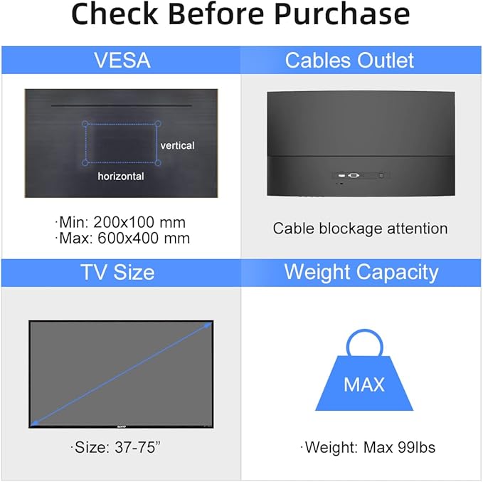 Suptek Reinforced Universal TV Stand for Large TVs in 37-75 inch, Upgraded Height Adjustment Table Top Tall TV Stand Mount, Heavy Duty TV Replacement Stand with Tempered Glass Base Up to 99lbs, TS203