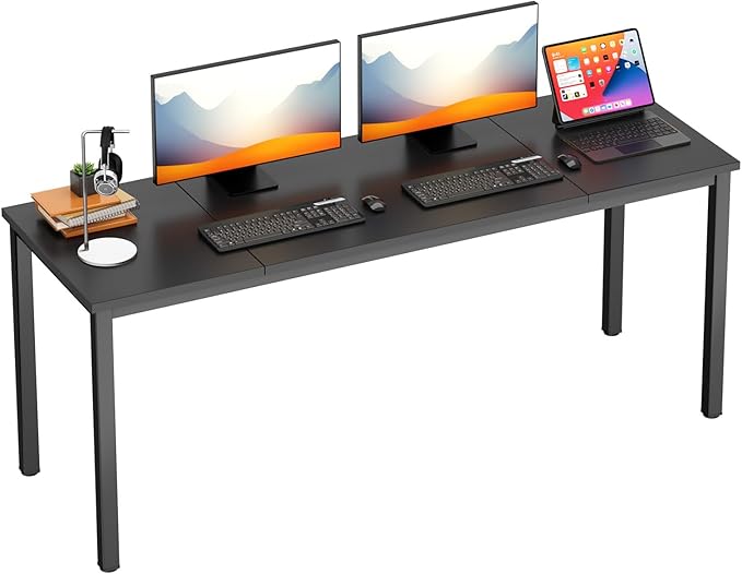 DlandHome 71 inches X-Large Computer Desk, Composite Wood Board, Decent and Steady Home Office Desk/Workstation/Table,Black,23.6Wide