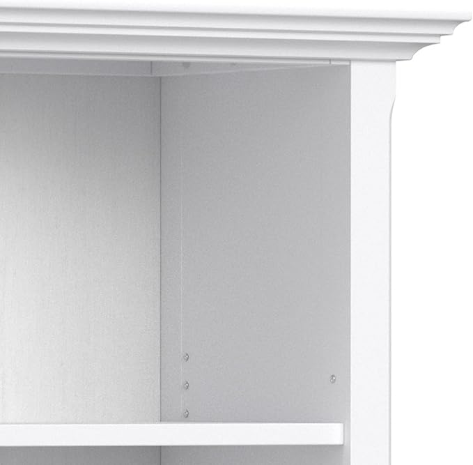 SIMPLIHOME Amherst Bookcase - 70 inch Tall 5-Shelf Solid Wood Bookshelf in White, Transitional Storage for Living Room, Study Room or Office with Adjustable Shelves and Tapered Legs