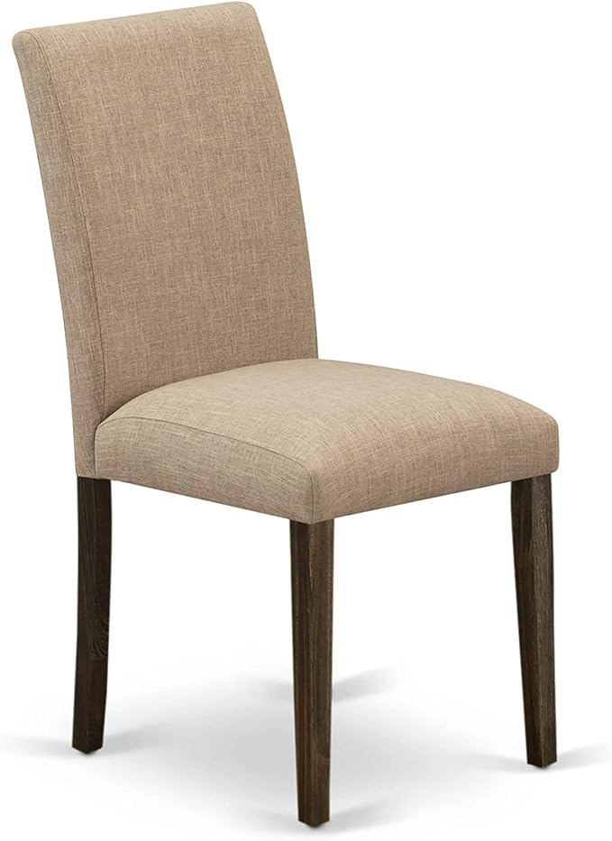 East West Furniture X727AB747-7 7 Piece Dining Room Furniture Set Consist of a Rectangle Dining Table with X-Legs and 6 Light Sable Linen Fabric Parson Chairs, 40x72 Inch, Multi-Color