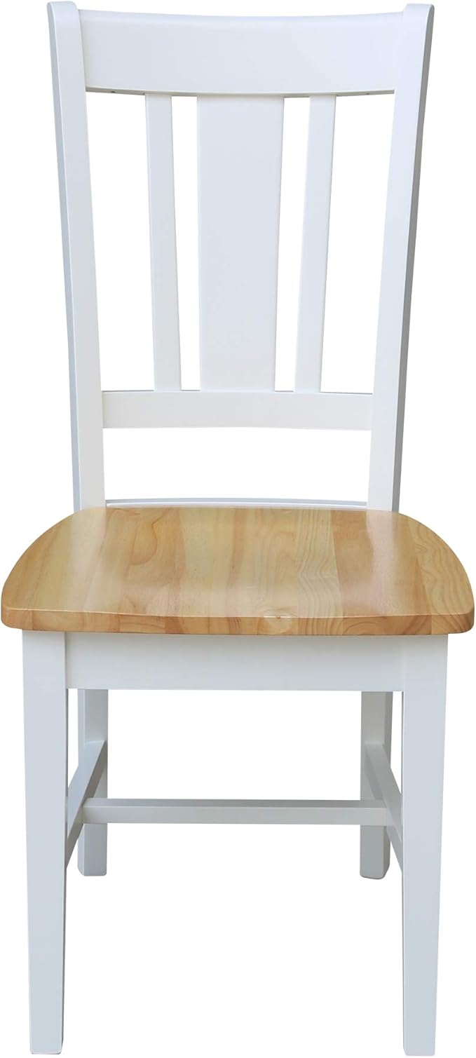 International Concepts San Remo SplatBack Dining Chairs Set of 2 White/Natural Parawood Construction - Solid Wood|17.3" W x 21.9" D x 38.2" H | 225 lb Weight Capacity - Chairs, White/Natural