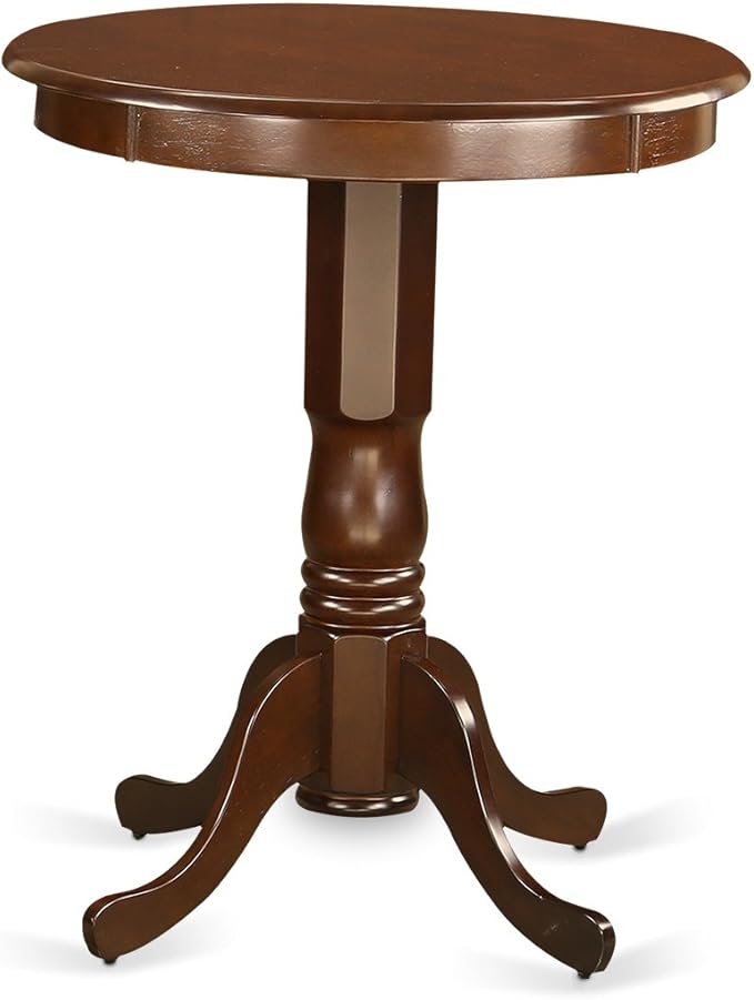 East West Furniture EDVN3-MAH-LC 3 Piece Counter Height Dining Set Contains a Round Dining Room Table with Pedestal and 2 Faux Leather Upholstered Chairs, 30x30 Inch, Mahogany