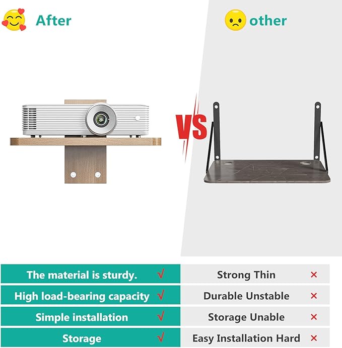 WALI Floating TV Shelves for Wall, Projector Shelf Holds Up to 22lbs, Wooden Wall Mounted Shelves for DVD Players, Cable Boxes, Game Consoles, Living Room Decor Accessories (CS201N), 1 Shelf, Wood