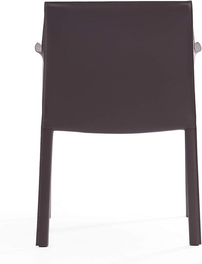 Manhattan Comfort Paris Modern Saddle Leather Dining Chairs, Metal Frame, Comfortable Padded Seat, Fully Assembled Armchair Accent Furniture, Set of 2, Grey