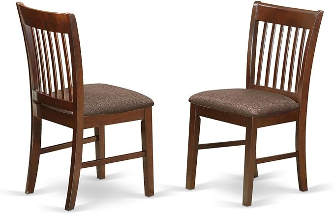 East West Furniture PSNO7-MAH-C 7 Piece Dining Room Furniture Set Consist of a Rectangle Wooden Table with Butterfly Leaf and 6 Linen Fabric Upholstered Chairs, 32x60 Inch, Mahogany