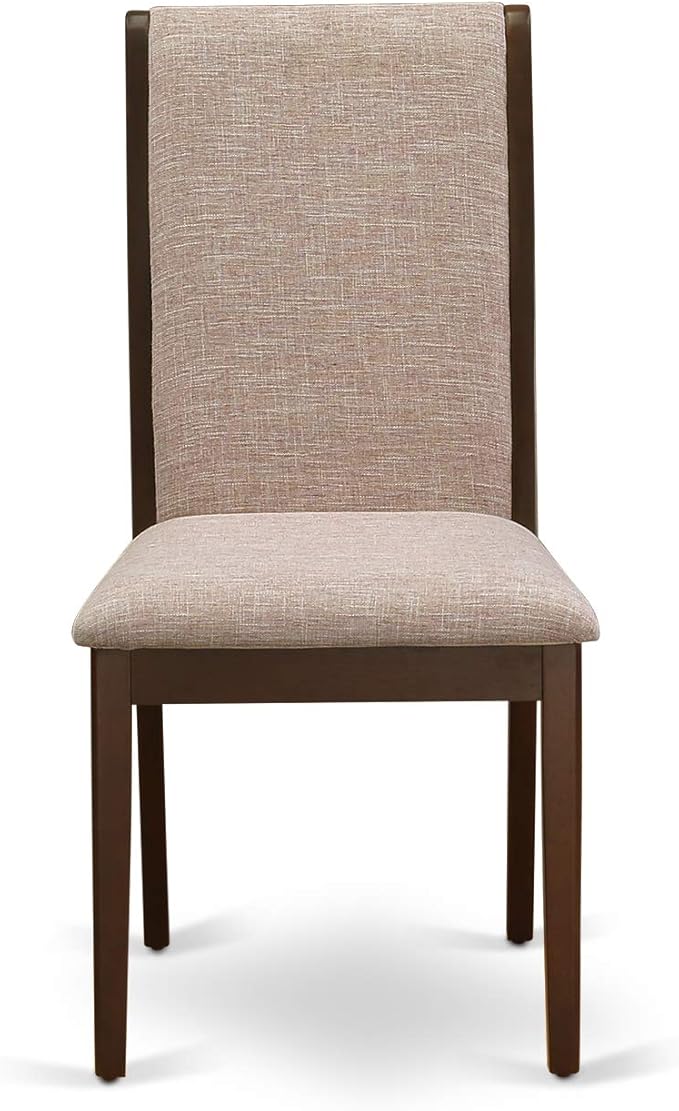 East West Furniture MZLA3-MAH-04 3 Piece Dinette Set for Small Spaces Contains a Rectangle Dining Table with Dropleaf and 2 Light Tan Linen Fabric Parson Chairs, 36x54 Inch, Mahogany